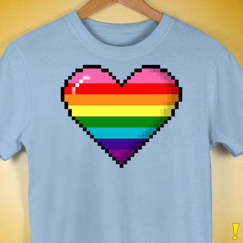 Gilbert Baker Original LGBTQ Gay Rainbow Pride 8-Bit Pixel Heart - Baby Blue